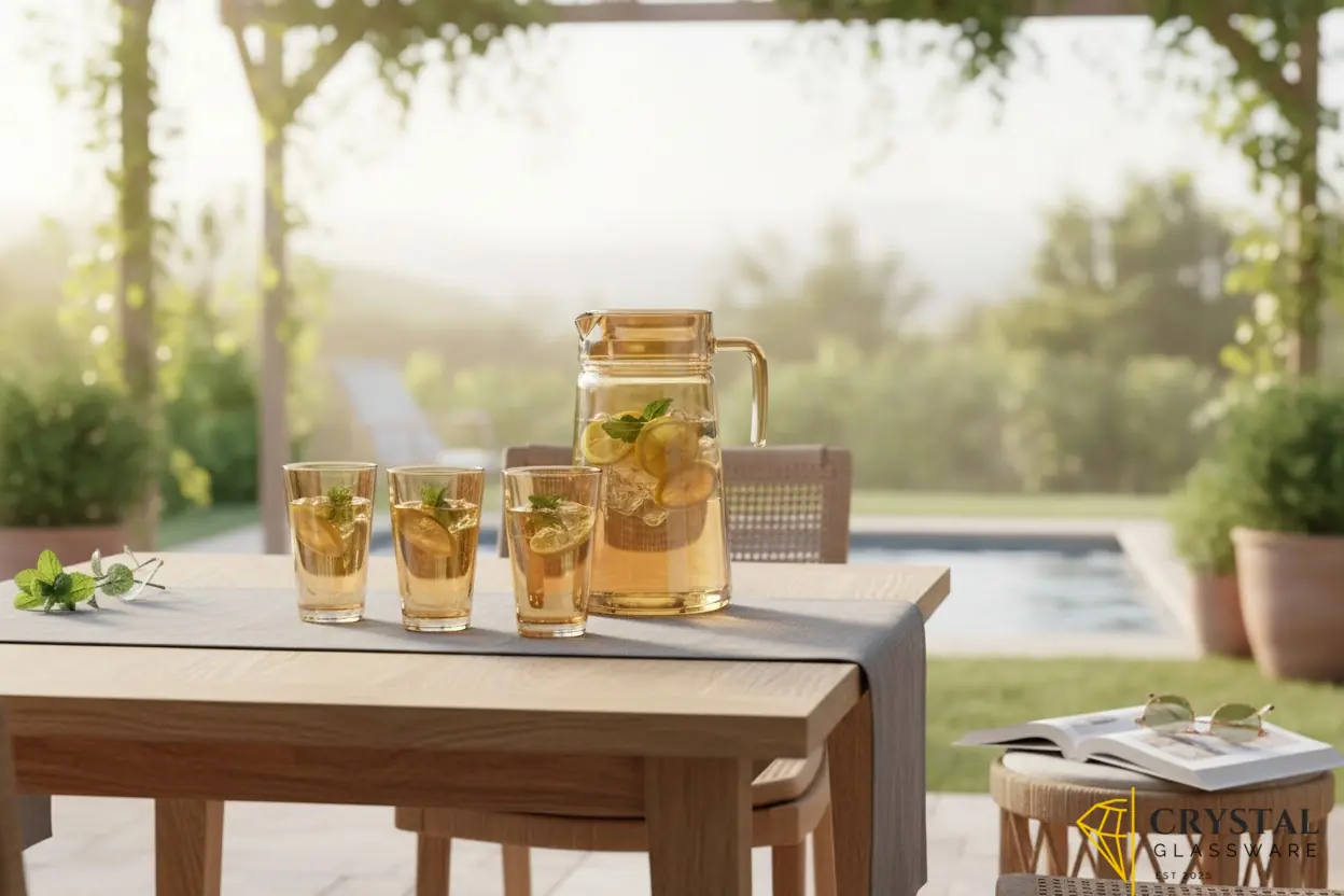 Delisoga® Premium 7- Piece Colored Glass Water & Drink Serving Set 6 Glasses & 1 Jug